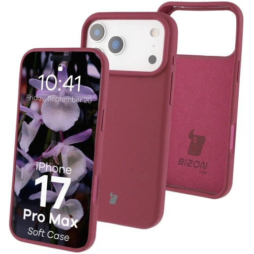 Silikonowe etui Bizon Soft Case w ciemnofioletowym kolorze dla Apple iPhone 17 Pro Max