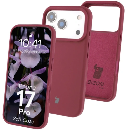 Silikonowe etui Bizon Soft Case w ciemnofioletowym kolorze na Apple iPhone 17 Pro