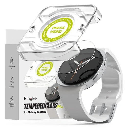 Szkło hartowane Ringke Tempered Glass Pro do Samsung Galaxy Watch 8 w przezroczystym wykończeniu.