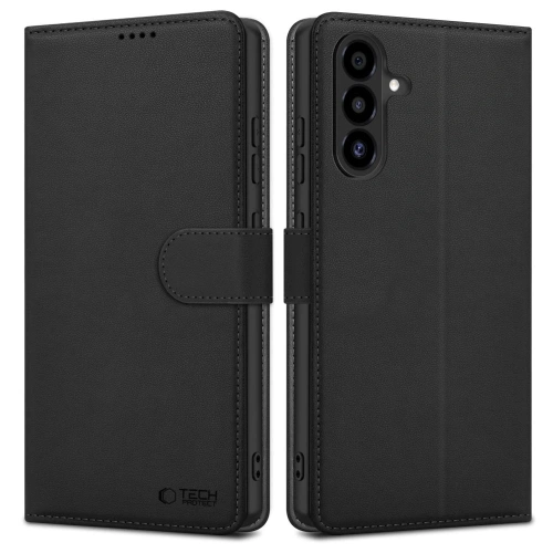 Etui z klapką Tech-Protect Wallet w kolorze czarnym, idealnie dopasowane do Samsung Galaxy A26 5G.