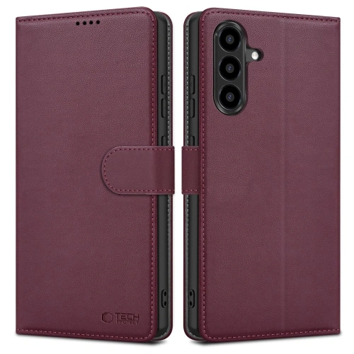 Etui z klapką Tech-Protect Wallet w kolorze burgundowym, idealne do Samsung Galaxy A26 5G.