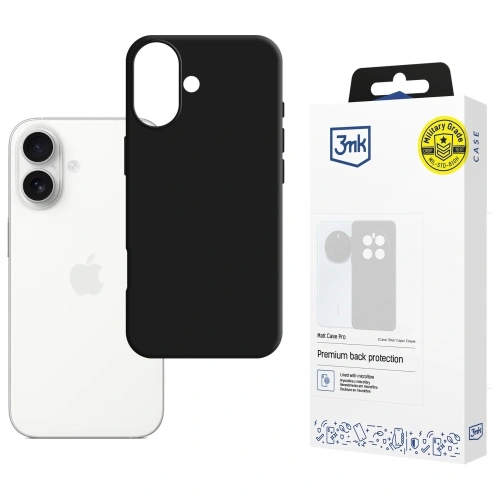 Etui 3MK Matt Case Pro w kolorze czarnym, idealne do Apple iPhone 17.