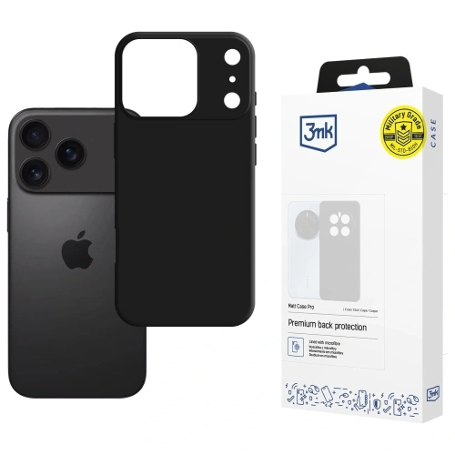 Etui 3MK Matt Case Pro w kolorze czarnym, idealnie dopasowane do iPhone 17 Pro Max.