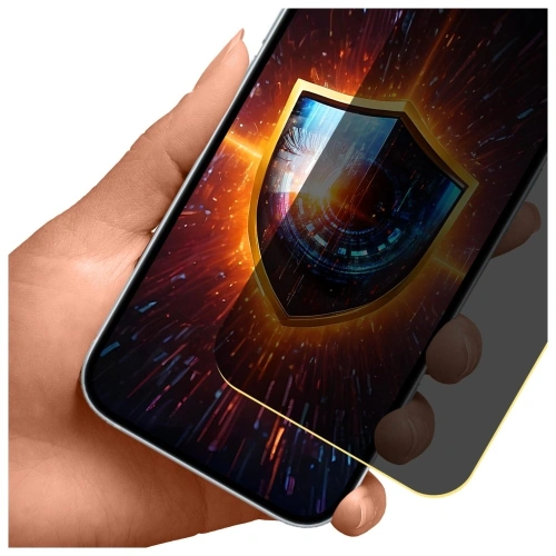 Aplikacja folii prywatyzującej na smartfonie, ilustrująca prostotę montażu.