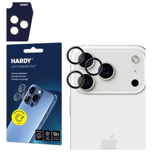 Ochrona na obiektyw aparatu 3MK HARDY w kolorze czarnym, idealna do iPhone 17 Pro i 17 Pro Max.