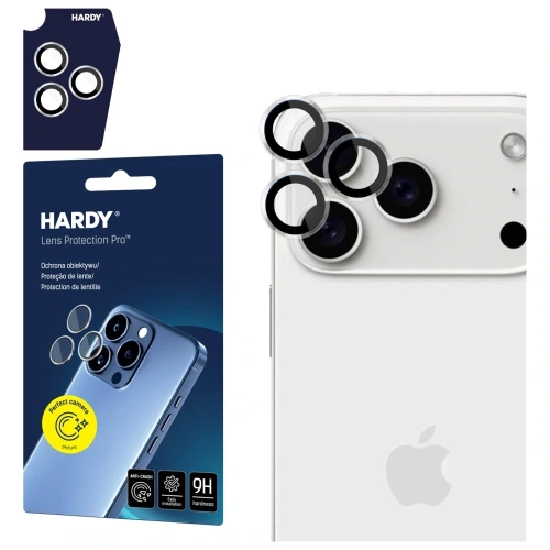 Ochrona na obiektyw aparatu 3MK HARDY Lens Protection Pro dla iPhone 17 Pro, z bliska.