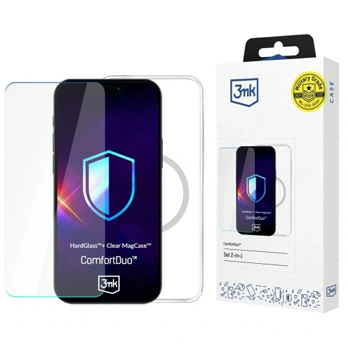 Zestaw 3MK ComfortDuo Clear MagCase do Apple iPhone Air, przezroczyste etui z hybrydowego materiału, odporne na zarysowania 9H.