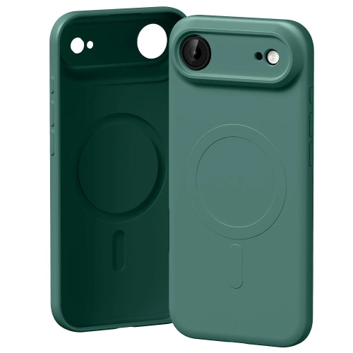 Etui Mercury Semi-Silicone MagSafe w zielonym kolorze, idealnie dopasowane do iPhone Air.