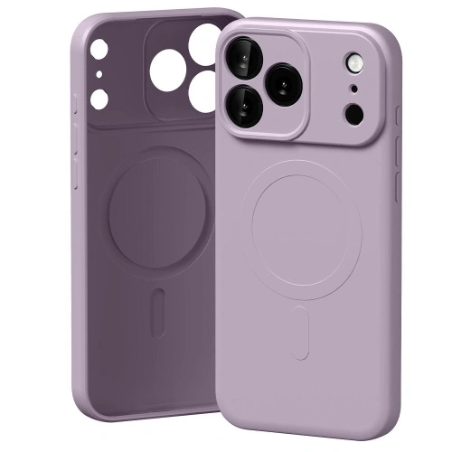 Etui Mercury Semi-Silicone MagSafe w lawendowej szarości, idealnie dopasowane do Apple iPhone 17 Pro Max.