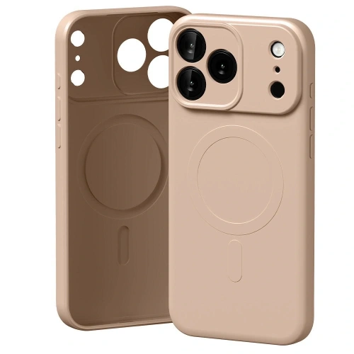 Etui Mercury Semi-Silicone MagSafe w kolorze różowo-piaskowym, idealnie dopasowane do Apple iPhone 17 Pro Max.