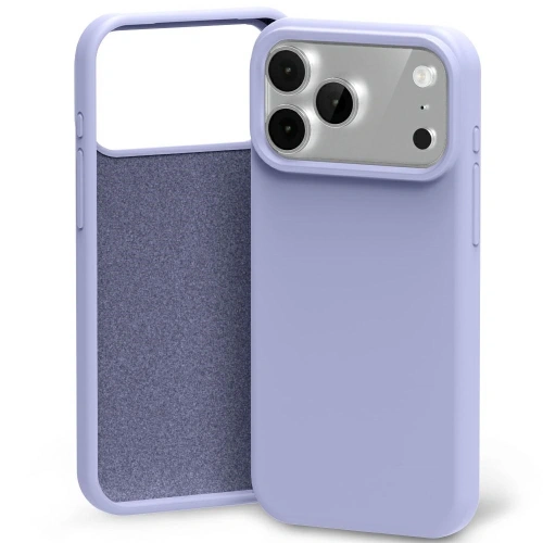 Etui Mercury Silicone w lawendowej szarości, idealnie dopasowane do Apple iPhone 17 Pro Max, wykonane z trwałego silikonu.