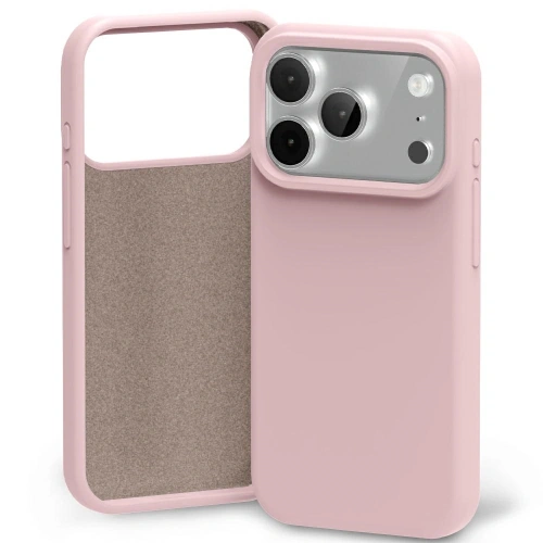 Etui Mercury Silicone w kolorze r&oacute;żowo-piaskowym, idealnie dopasowane do Apple iPhone 17 Pro Max.