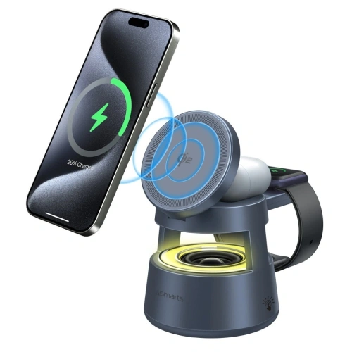 Zbliżenie na stację ładującą 4smarts Aura Sound Qi2 z przewodem o długości 1,5 m.