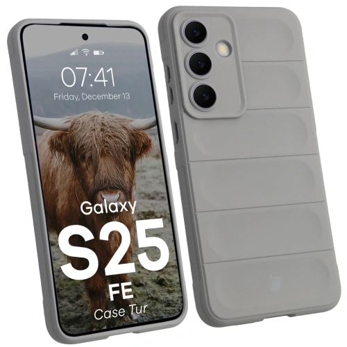 Pancerne etui Bizon Case Tur w jasnoszarym kolorze na Samsung Galaxy S25 FE