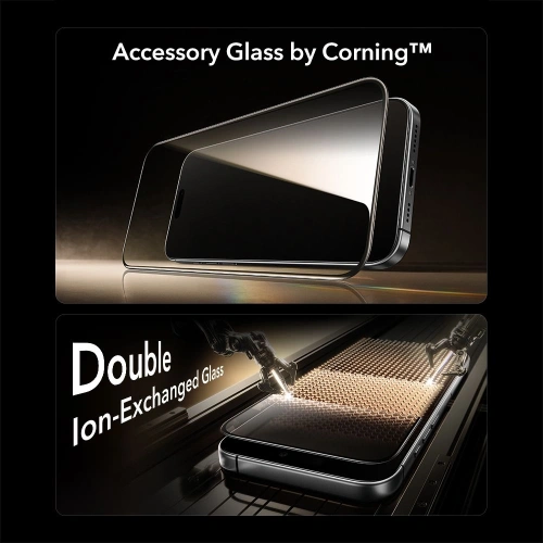 Szkło hartowane ESR Ultrafit Armorite Pro z bliska, ukazujące odporność 9H na zarysowania.