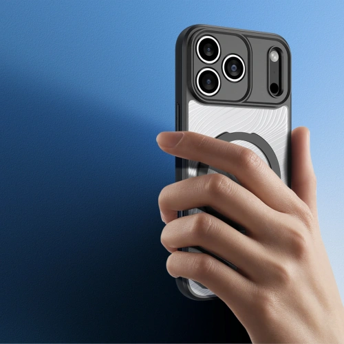 Etui Dux Ducis Aimo Mag w użyciu, z telefonem umieszczonym na podstawce.