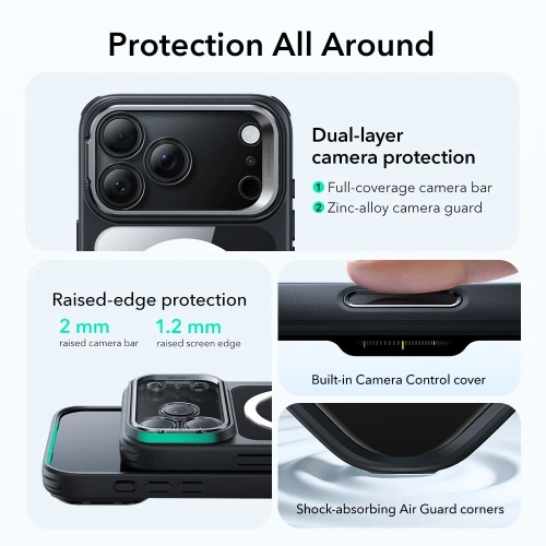 Hybrydowe etui ESR z podstawką, idealne do wygodnego oglądania filmów.