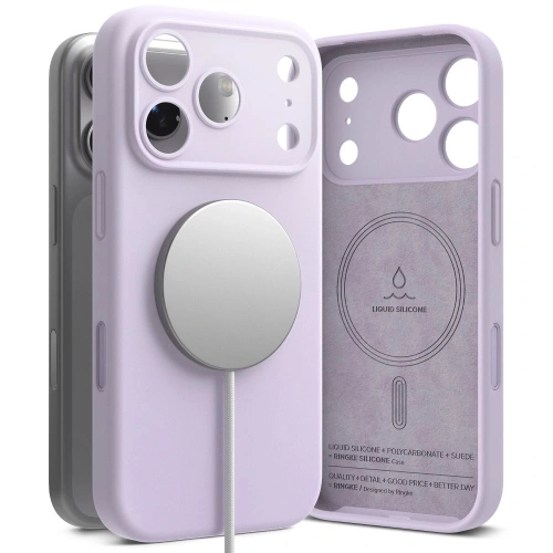 Etui Ringke Silicone Magnetic MagSafe w kolorze light purple na Apple iPhone 17 Pro Max
