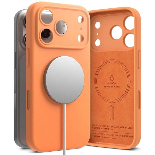 Etui Ringke Silicone Magnetic MagSafe w kolorze tangerine dla Apple iPhone 17 Pro Max