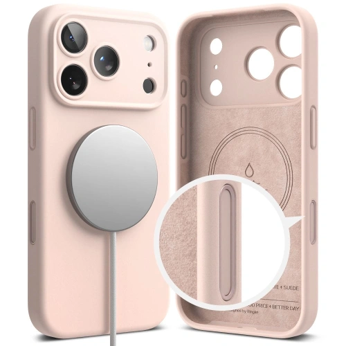 Etui Ringke na Apple iPhone 17 Pro, prezentujące elegancki wygląd w kolorze piaskowym.