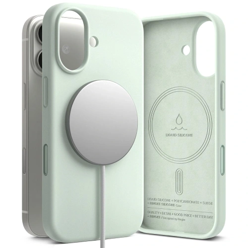 Etui Ringke Silicone Magnetic MagSafe w kolorze soft mint na Apple iPhone 17
