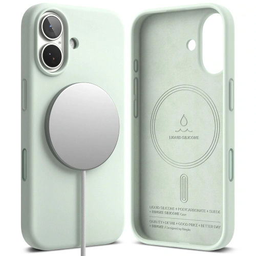 Zbliżenie na etui Ringke z miękkiego silikonu, idealnie dopasowane do iPhone 17