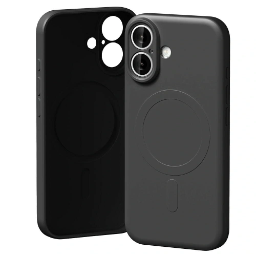 Etui Mercury Semi-Silicone MagSafe w kolorze czarnym, idealnie dopasowane do Apple iPhone 17, z hybrydowym materiałem.