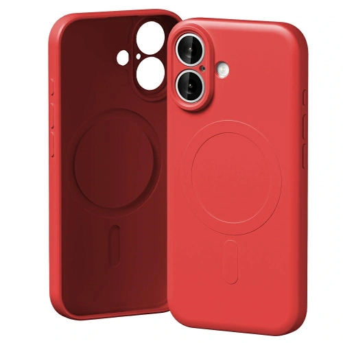 Etui Mercury Semi-Silicone MagSafe w kolorze czerwonym, idealnie dopasowane do Apple iPhone 17.