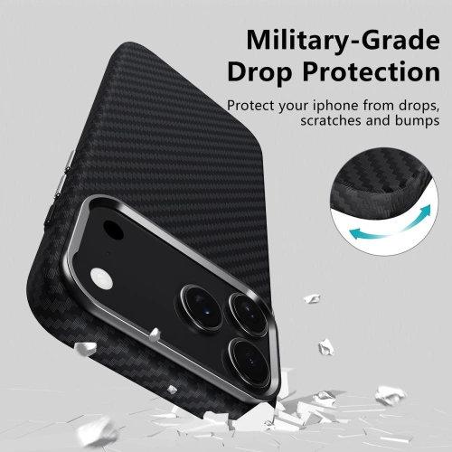 Widok etui Tech-Protect Ion Carbon z boku, pokazujący precyzyjne wycięcia na porty.