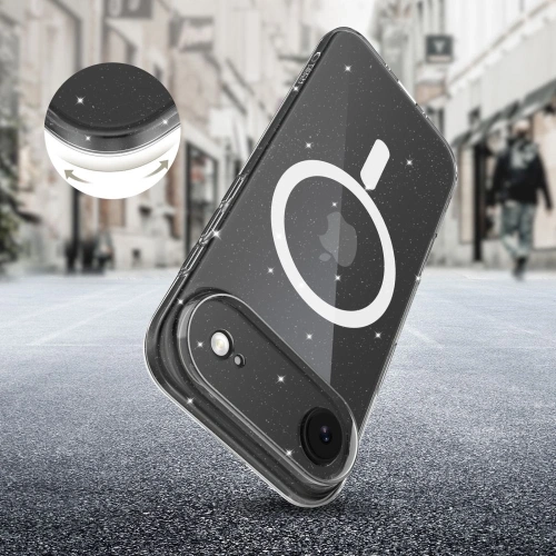 Przezroczyste etui Tech-Protect z funkcją MagSafe, zapewniające wygodne ładowanie.