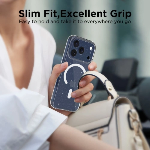 Widok etui Tech-Protect FlexAir z efektem glitter, podkreślający elegancki design