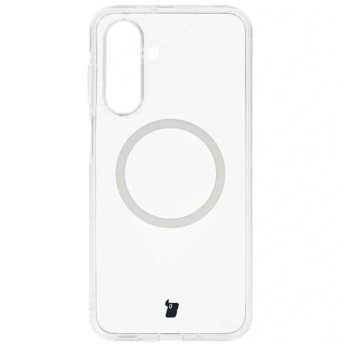 Etui Bizon Case CrystalO z bliska, ukazujące hybrydowy materiał i pierścień MagSafe