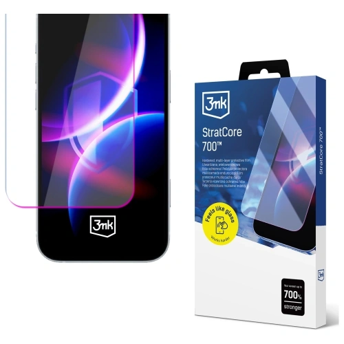 Folia wielowarstwowa 3MK StratCore700 do iPhone 17 Pro, widok z przodu.