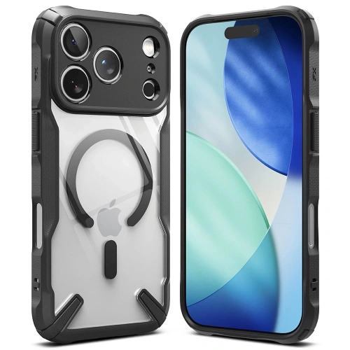 Zbliżenie na etui Ringke Fusion-X, ukazujące hybrydowy materiał i wykończenie