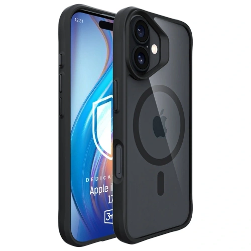 Etui 3MK Satin Amor MagCase w kolorze czarnym, idealne do Apple iPhone 17.