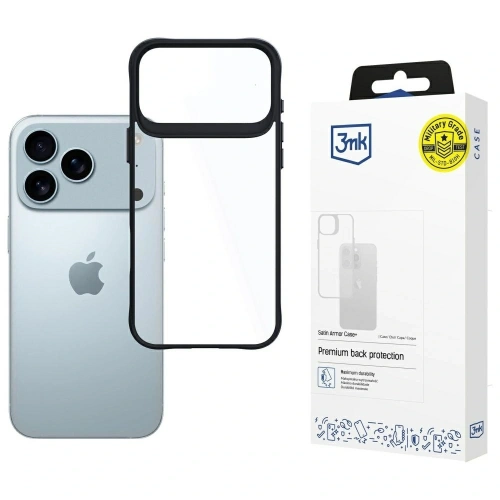 Etui 3MK Satin Armor Case+ w kolorze czarnym, idealnie dopasowane do Apple iPhone 17 Pro Max.