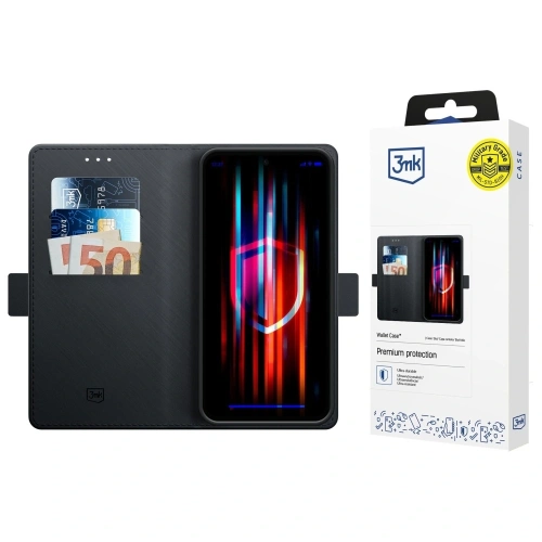 Etui 3MK Wallet Case w czarnym kolorze, idealne dla Apple iPhone 17 Pro Max.