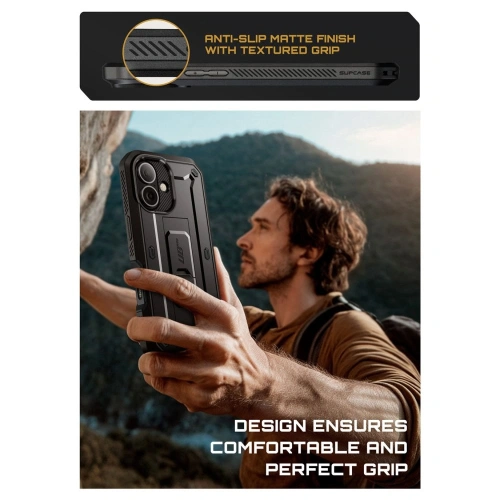 Etui Supcase na iPhone 17, ukazujące precyzyjne wycięcia na porty i przyciski.