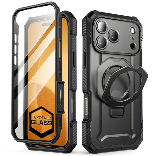 Zbliżenie na etui 360&deg; z hybrydowego materiału, idealnie dopasowane do iPhone 17 Pro Max