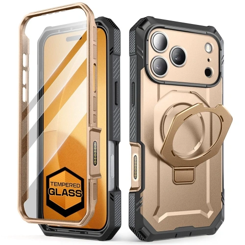 Hybrydowe etui 360° dla iPhone 17 Pro Max z systemem MagSafe, w odcieniu beżowym.
