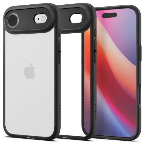 Etui Spigen Ultra Hybrid w kolorze matowej czerni, idealnie dopasowane do Apple iPhone 17.