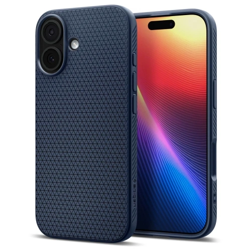 Etui Spigen Liquid Air w kolorze granatowym, idealnie dopasowane do Apple iPhone 17.