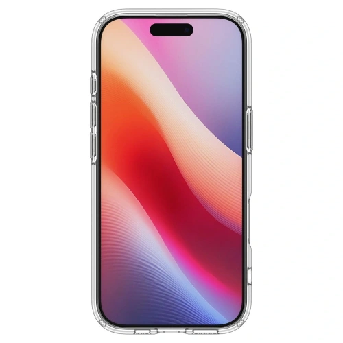 Etui Spigen Ultra Hybrid MagSafe zamontowane na Apple iPhone 17, prezentujące przezroczysty wygląd.