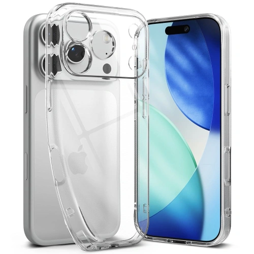 Etui Ringke Air do Apple iPhone 17 Pro w przezroczystym kolorze na tle białym.
