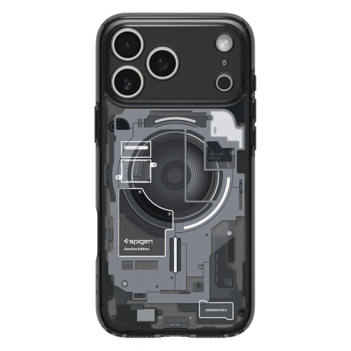 Widok z przodu etui Spigen Ultra Hybrid MagSafe, idealnie dopasowane do iPhone 17 Pro Max