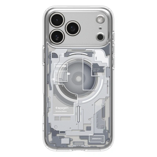 Hybrydowe etui Spigen, które chroni iPhone 17 Pro, zapewniając elegancki wygląd.