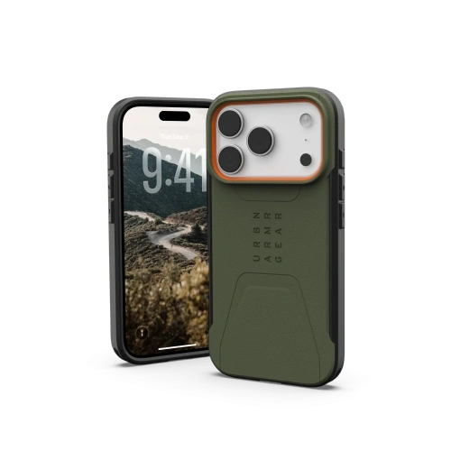 Etui UAG Urban Armor Gear Civilian MagSafe w kolorze oliwkowym, idealnie dopasowane do Apple iPhone 17 Pro.