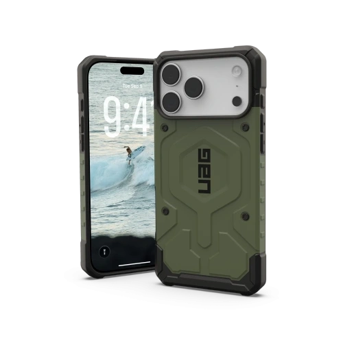 Etui UAG Pathfinder MagSafe w oliwkowym kolorze, idealne do Apple iPhone 17 Pro Max.
