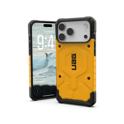Etui UAG Pathfinder w kolorze heritage yellow, idealne do Apple iPhone 17 Pro Max.