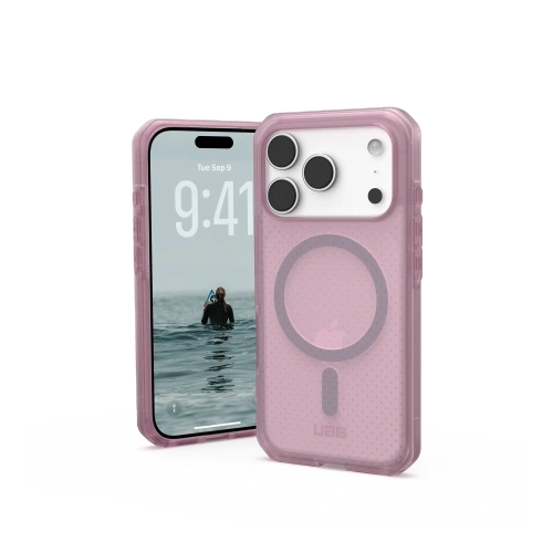 Etui UAG Urban Armor Gear Dot MagSafe w kolorze fioletowym, idealnie dopasowane do Apple iPhone 17 Pro.